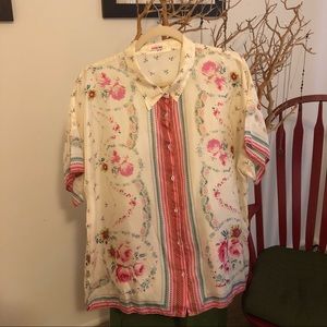 Johnny Was silk floral blouse plus size